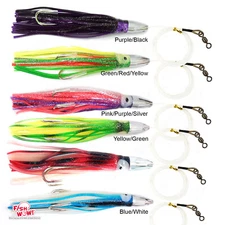 7" Fishing Bullet Jet Head Rigged Double Hook Trolling Tuna 3oz colorful lures