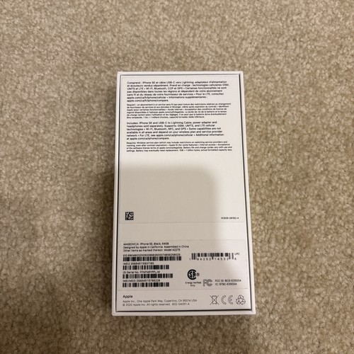 Apple iPhone SE Empty Box Packaging Black 64GB A2275 Sim Card Tray Pin Ejector - Photo 3 sur 10