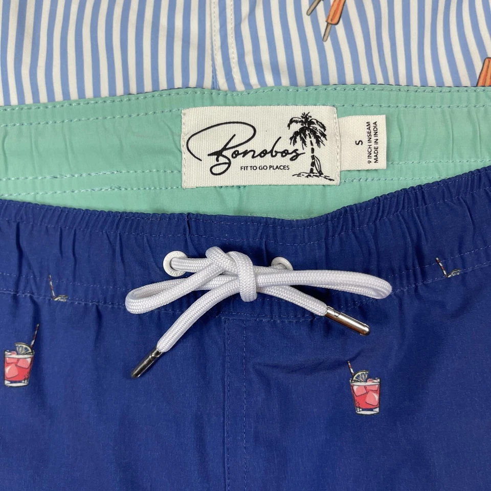 Lote de 2 Bonobos Bañador Board Shorts Multicolor Estampado Completo Para Hombres Pequeño 9" Foto 2 de 4