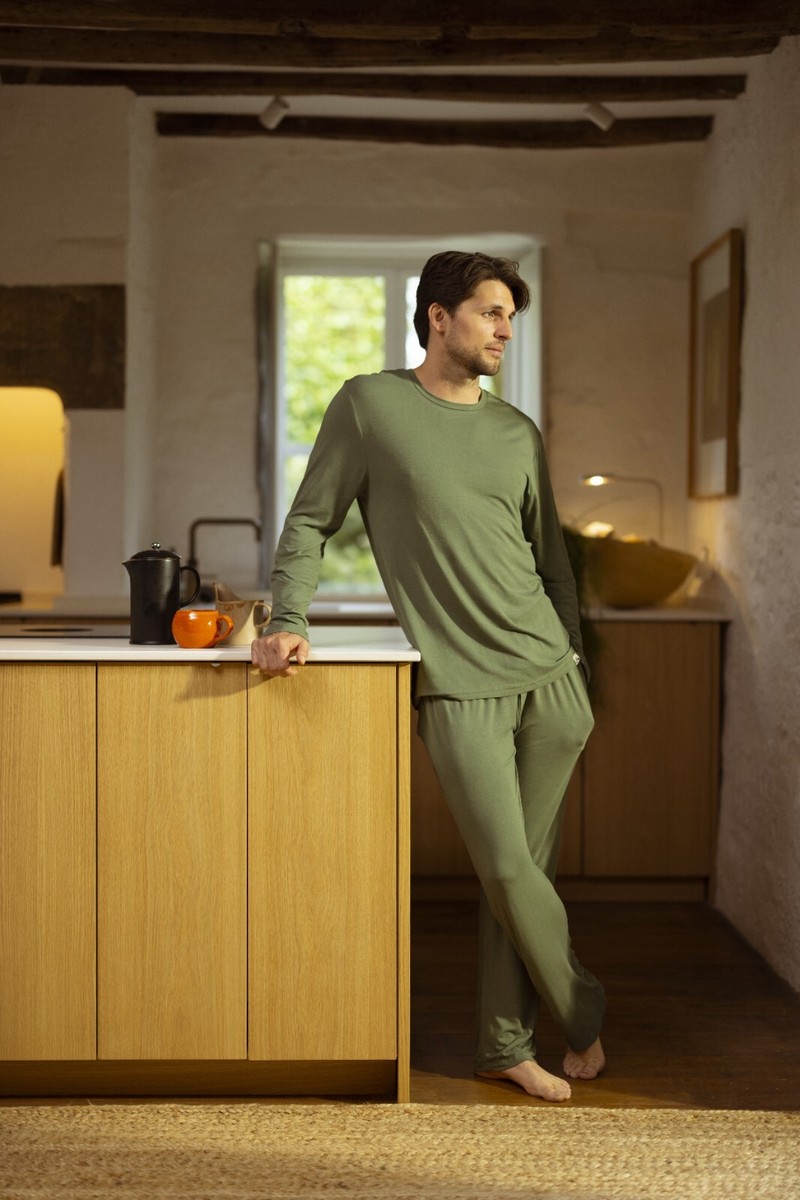 Uomo Manica Lunga Onesies Jumpsuit Nightwear Pigiama Intero Con Bottoni Color Rosso Size M - Foto 3