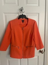 Rafaella Ladies Blazer Suit Jacket in Coral Orange. Size 8.