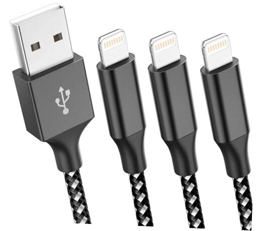MFi Certified iPhone Charger Lightning Cable 3 Pack 10ft Nylon Braided Black-image