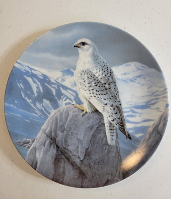 Edwin Knowles Birds White Gyrfalcon Daniel Smith Plate 9'' w/ COA & Box #9864B