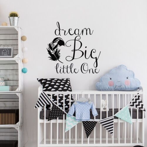 Dream Big Little One Quote Wall Stickers Applicable Baby Kids Room Modern - Foto 1 di 6
