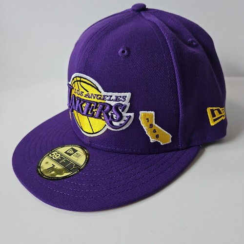 Cappello New Era Los Angeles Lakers 7 1/8 viola giallo cappuccio inferiore 59Fifty Western C - Foto 4 di 9