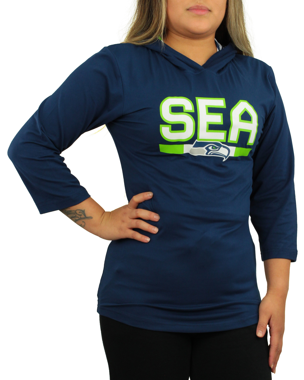 Легкий пуловер однотонной командной расцветки Zubaz NFL Womens Seattle Seahawks