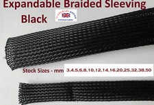 Braided Cable Protection Sleeve 3x expansion UK Made Cut to Length by the metre