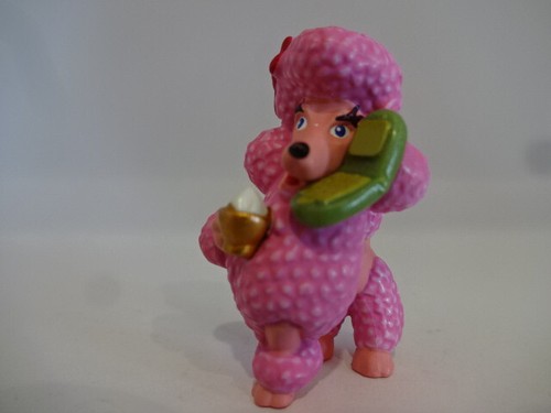 Tierfiguren " Hunde " Lila Puddeldame mit Handy - ca 40 mm groß - 第 1/1 張圖片