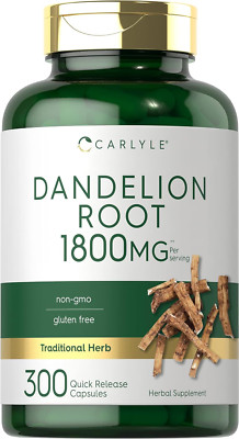 Dandelion Root 1800Mg 300 Capsules Non-Gmo, Gluten Free Supplement