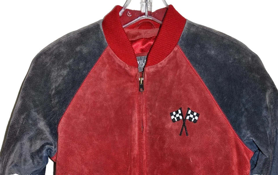 Wilsons Leather Kids Red Gray Suede with Racing Car Applique Jacket Size M - Image 3 of 4