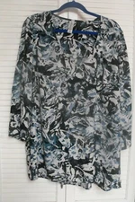 Women's "Pure Energy," Plus Size 2X Tunic Style Top, Blues & White