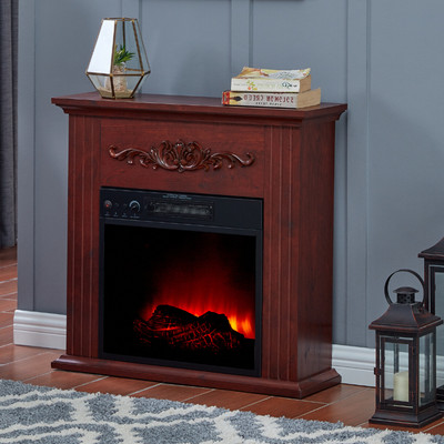 Electric Fireplace Heater Tv Stand Remote Bedroom Mantel Wood Real