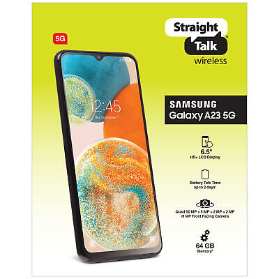 Samsung A23 Galaxy Straight Talk 5G 64GB Locked Prepaid Smartphone, Black