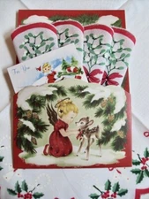 FESTIVE Angel Mailable Handkerchief HOLIDAY Gift Folio ~ Hankie & Enclosure Card