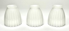 3 Antique Frosted Ribbed Lamp, Sconce, Ceiling Fixture Shades 2 1/4 fitter