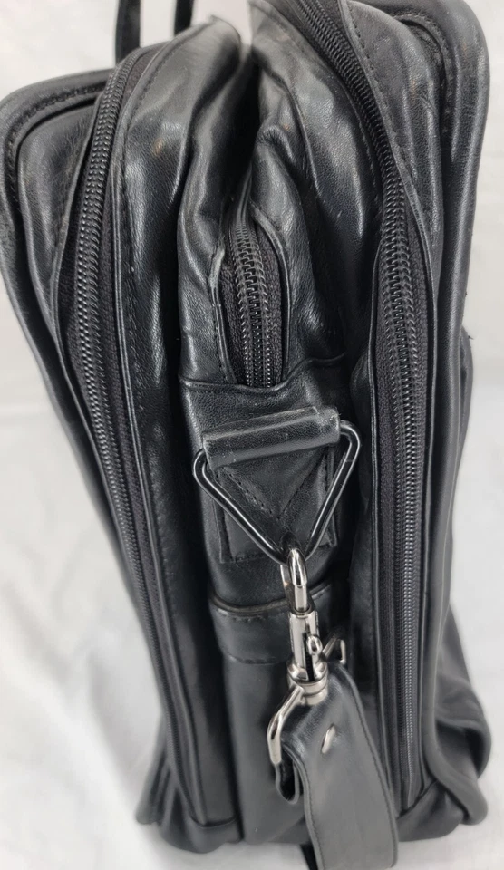 Tumi Alpha alça de ombro de couro preto maleta de transporte bolsa de negócios de viagem - Imagem 4 de 4