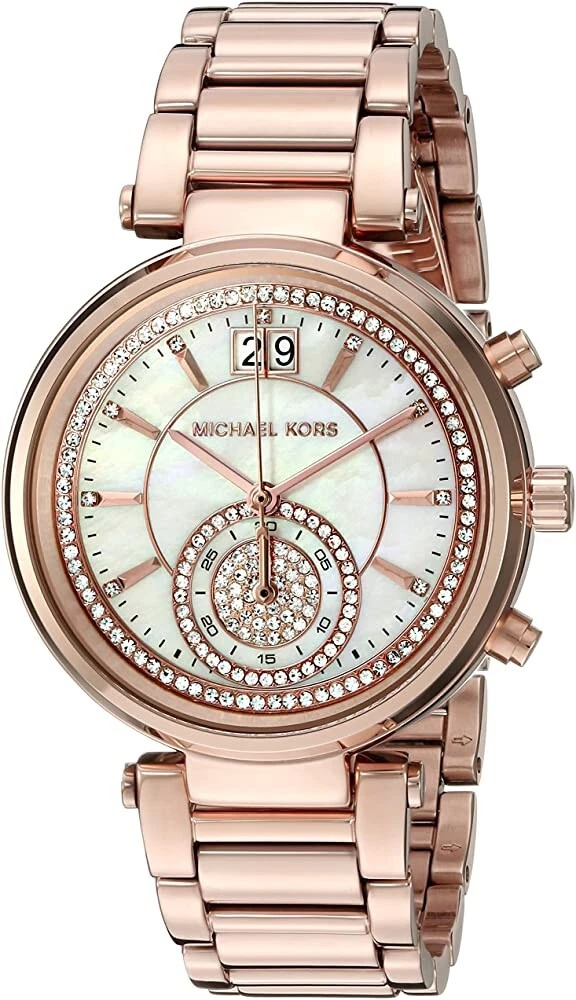 MONTRE Michael Kors Chrono avec Date Bracelet et Cadran Plaqué Or Rose. 349 00€