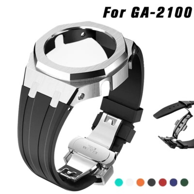 Stainless Steel Metal Watch Bezel Strap No Screw Mod Kit For Casioak GA2100/2110