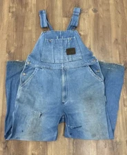 Men's Carpenter Farm Work Trucker Railroad Bib Overalls Sz 42x29 Blue Work Sport