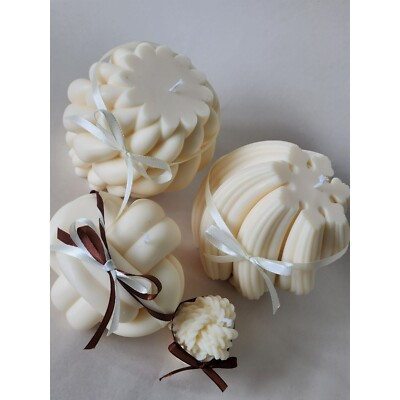 4 DECORATIVE HUGE KNOTS CANDLES KNOTS SCENTED VANILLA CHOCOLATE HANDCRAFTED 