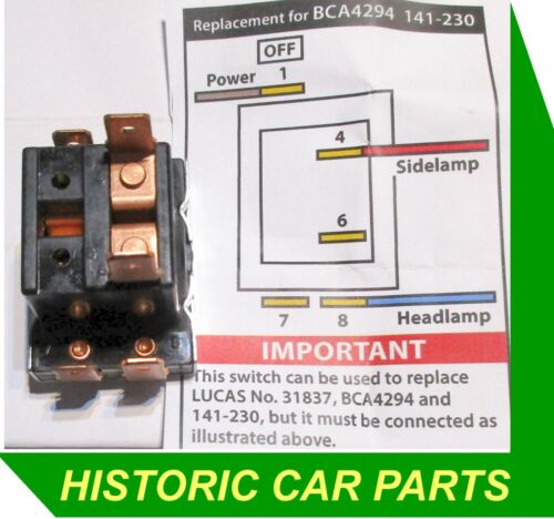 HEADLAMP SWITCH for Lotus Seven & Super 7 1962-66 replace Lucas 