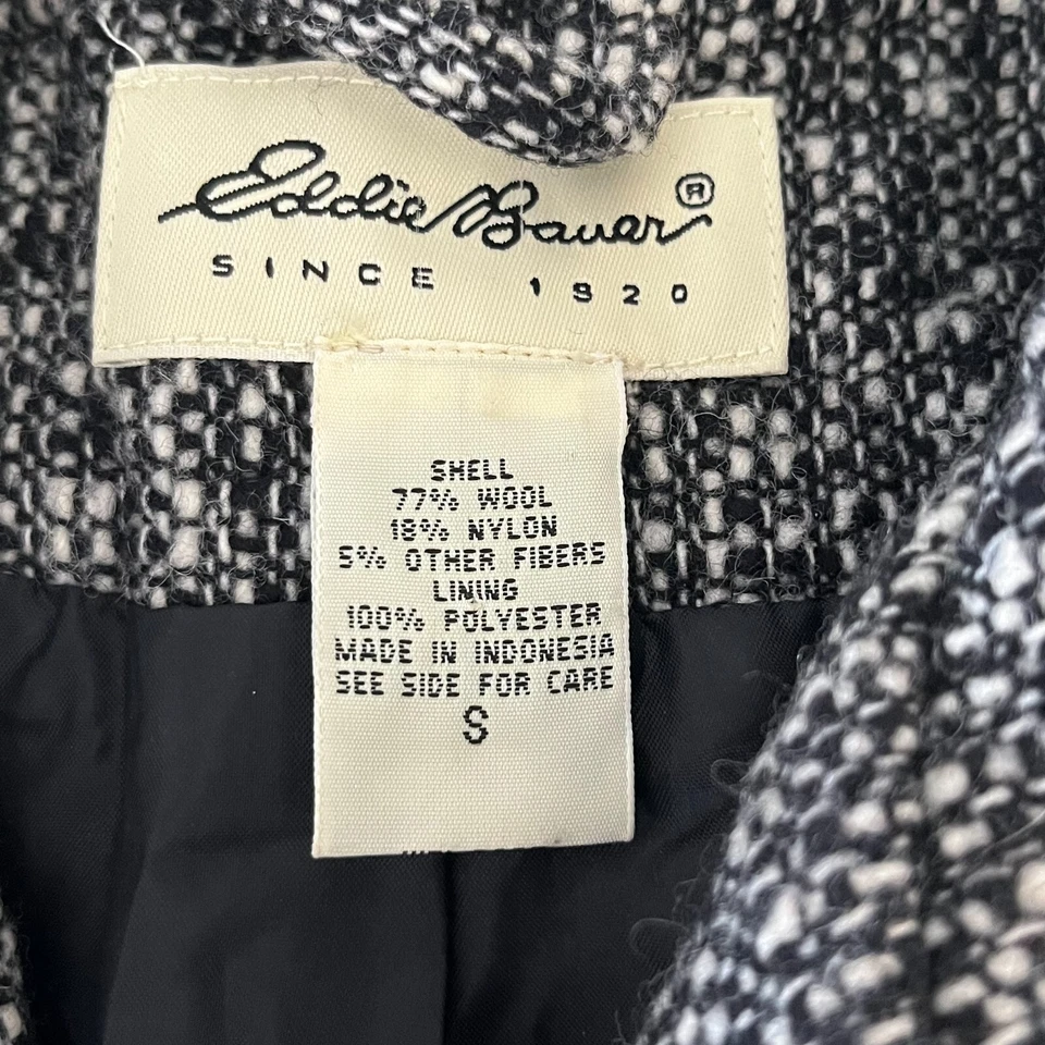 Blazer chaqueta forrada de tweed Eddie Bauer para mujer S negro/blanco Foto 2 de 4