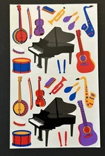 Vintage Mrs. Grossman’s MUSICAL INSTRUMENTS Scrapbooking Stickers PIANO GUITAR