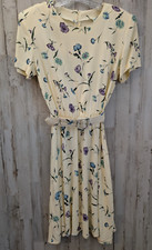 VTG Willow Ridge Dress 8 Gingham Check Floral Cottagecore 80's Belted USA Made