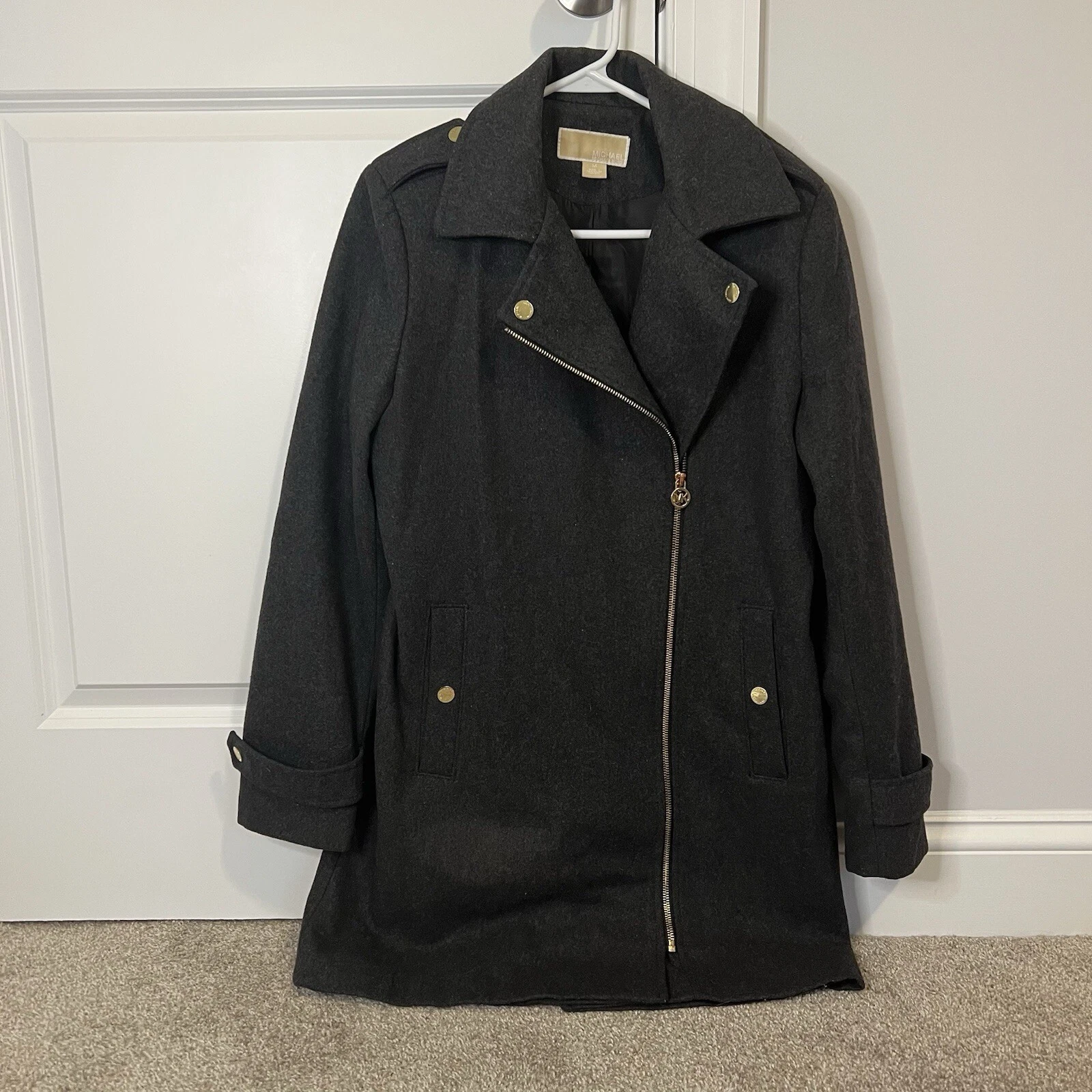 Giacca Michael Kors donna taglia media misto lana soprabito zip intera