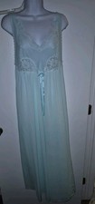 Lorraine Nightgown Small Sea Foam Lace Satin Bridal Sleepwear USA Vintage