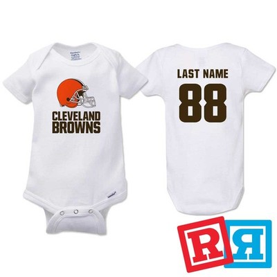 Personalized Cleveland Browns Gerber Baby Onesie  Cotton Custom Bodysuit
