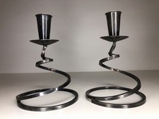 Vintage Fisner K202 Kerzenhalter Set Versilbert Spiraldesign Kerzenst&auml;nder Set
