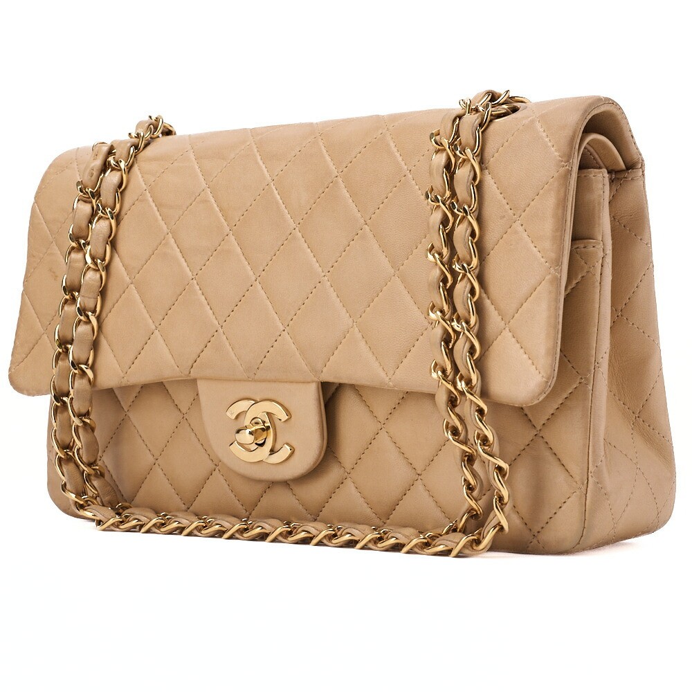 CHANEL Matelasse Double Flap Shoulder Bag 25cm Lambskin Chain 212295-image