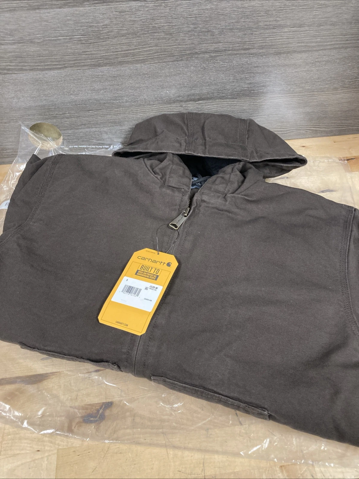 Carhartt Men’s Washed Duck Insulated Active Jacket Dark Brown Loose Fit Small Ne