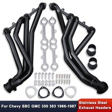 For Gmc Sbc 327 350 383 Gm Pickup C10 1966-1987 Black Long Tube Headers