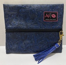Makeup Junkie Bag Indigo Dark Nights Floral Small Blue 8.5  x 7  