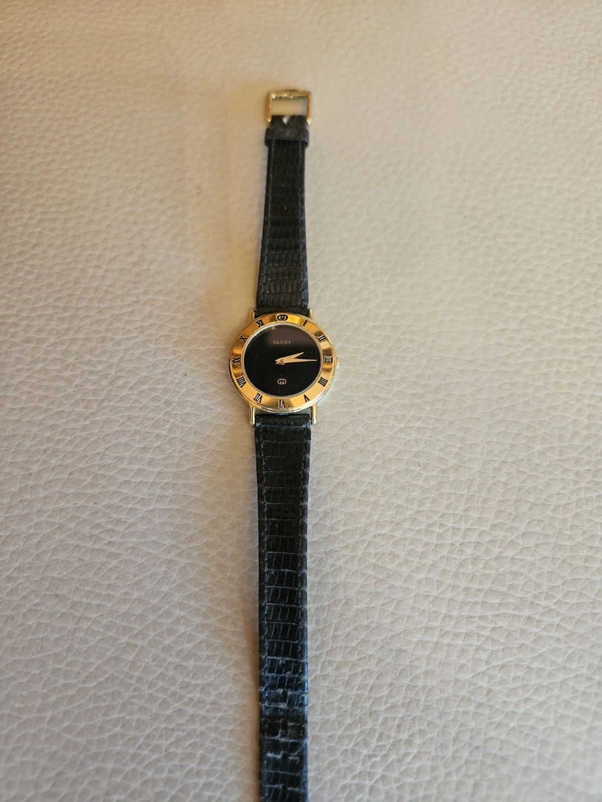 OROLOGIO VINTAGE DONNA ORO NERO GUCCI 3000L
