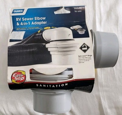 Camco Mfg Inc Rv Easy Slip Sewer Elbow & 4-in-1 Adapter 39144 for