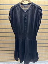 Rails Samina Women’s Size Large Black Linen Blend Mini Dress Sleeveless