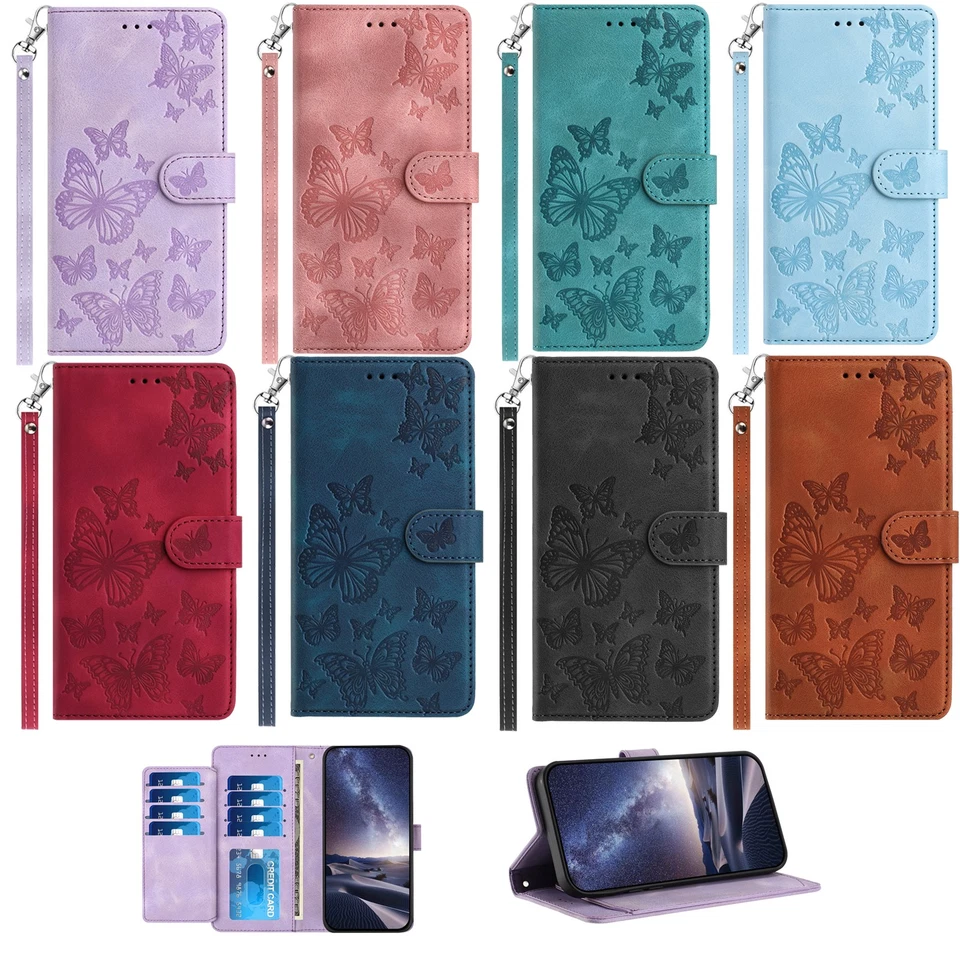 Butterfly Wallet Phone Case for iPhone 17 16 15 12 13 11 14 Pro Max 6 7 8 16E - Image 2 of 4