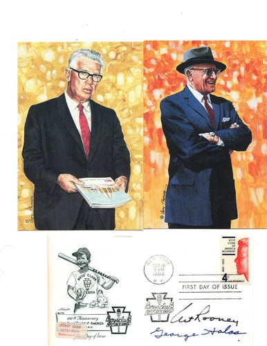 Art Rooney & George Halas Signed First Day Cover + Goal Line Art Cards ...