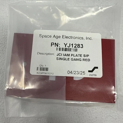 Space Age Electronics YJ1283 JCI SIMX IAM PLATE SIP SINGLE GANG RED