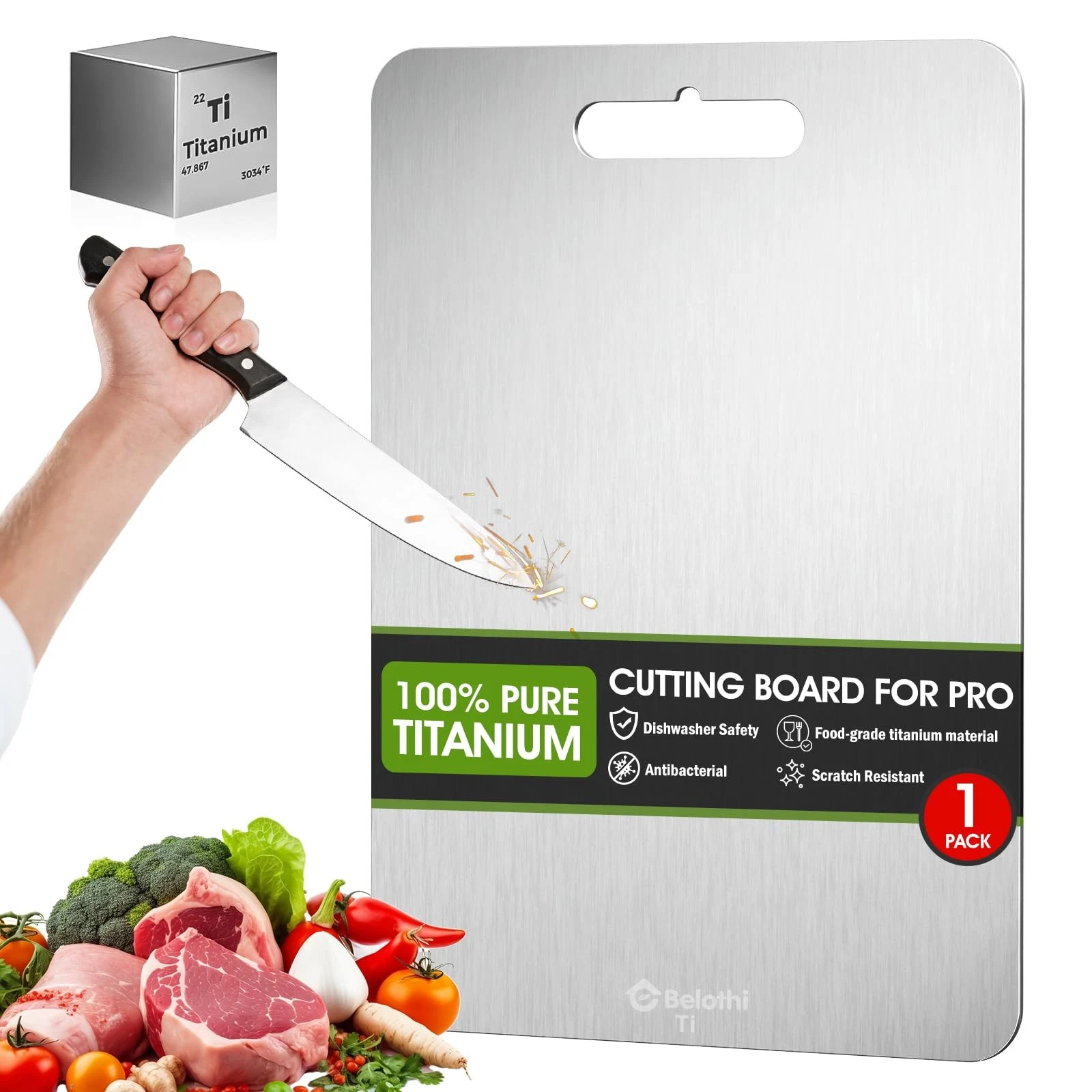 Titanium Cutting Board, 100% Pure Titanium Cutting Boards for Kitchen, Cuttin...