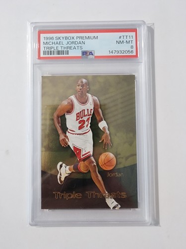 MICHAEL JORDAN PSA 8 1996-97 SKYBOX PREMIUM #TT11 TRIPLE THREATS BULLS
