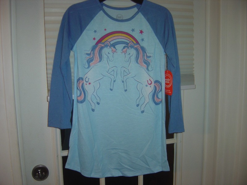 NEW Girls Wonder Nation  Horse & Rainbow Long Sleeve Night Gown Size 6/6x