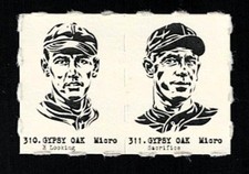 SMOKY JOE WOOD - HAL CHASE Uncut 2-Card Panels RARE MICRO Cards
