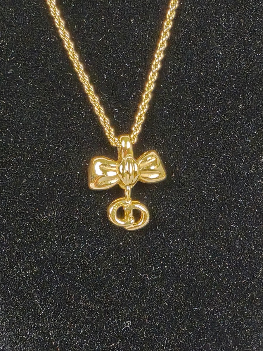 CHRISTIAN DIOR VINTAGE DANGLING CD RIBBON PENDANT NECKLACE | eBay