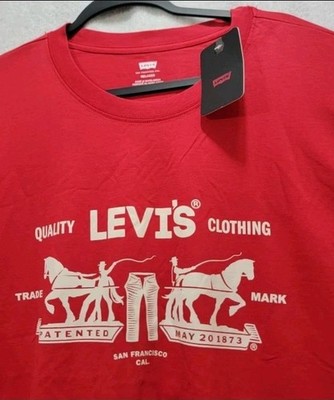 Mens Levi's 4XL Short Sleeve Relaxed Cotton Graphic T-Shirt 2 White Horses Logo