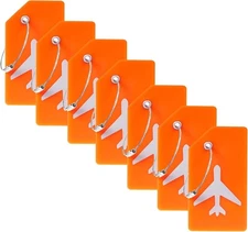 7 Pack Silicone Luggage Tag for Suitcases with Stainless One Size, Orange 