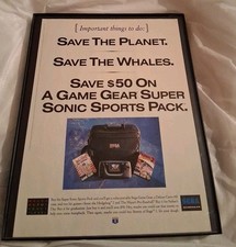 Anuncio impreso enmarcado Sega Game Gear 1993 8,5x11